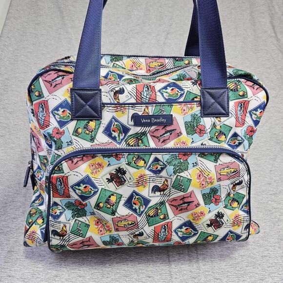 Vera Bradley Cuban Stamps Lighten Up Go Anywhere Carry-On Travel Bag Vacation - Picture 1 of 16